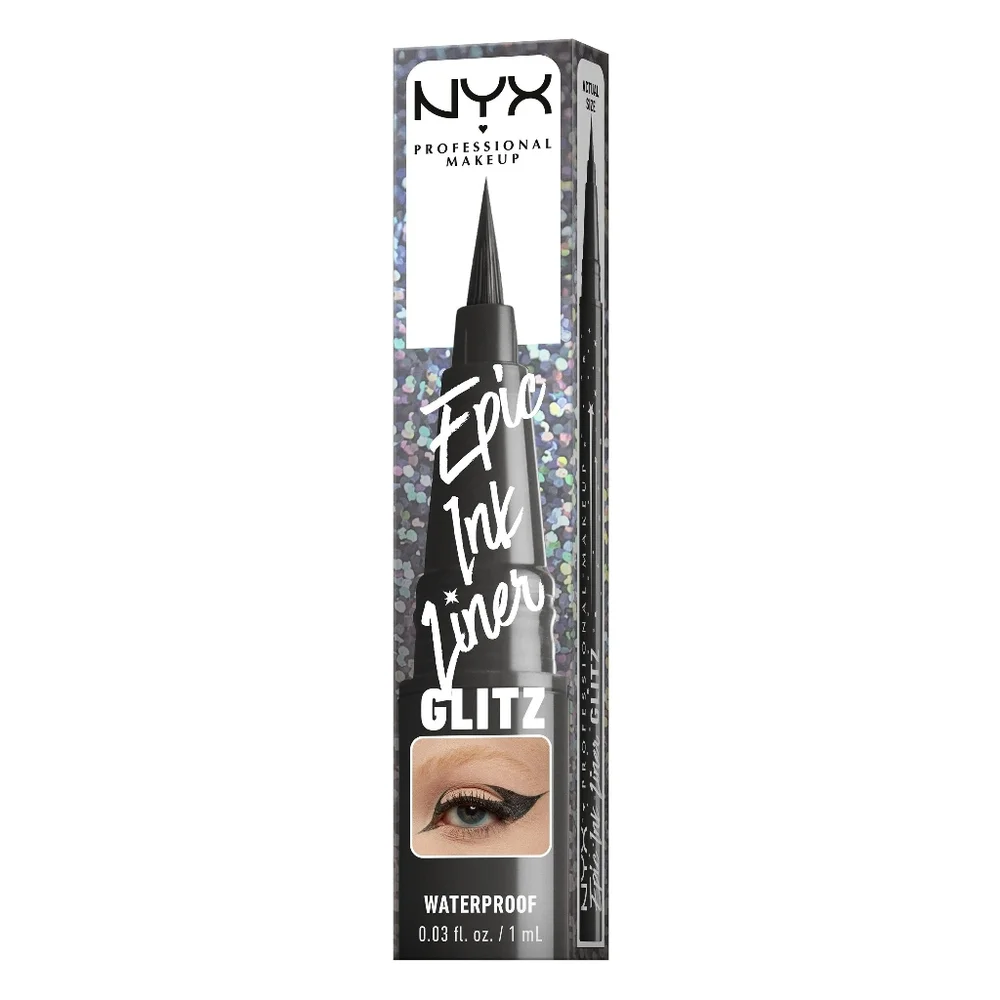 NYX Makeup Epic Wear Glitz Waterproof Metallic Liquid Eyeliner, Graphite Glitz